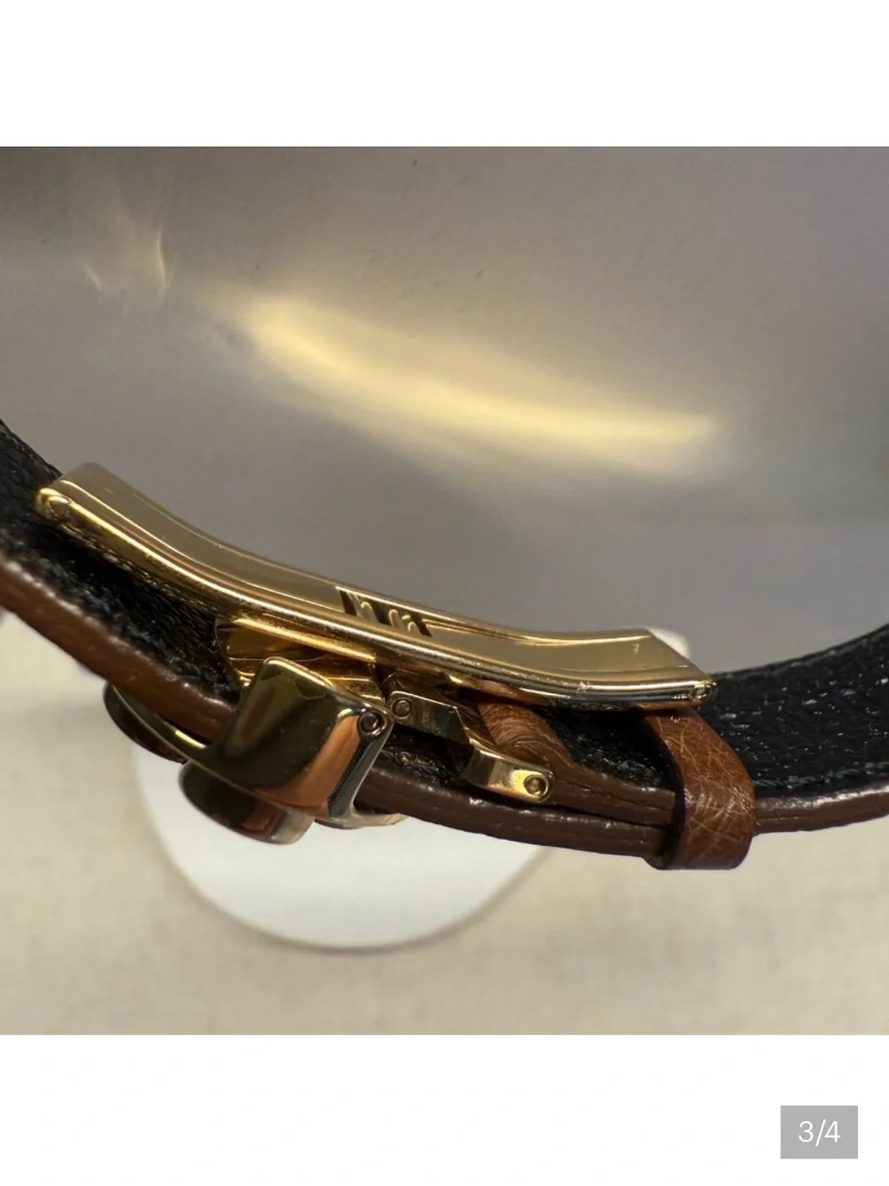 Louis Vuitton Ostrich Leather Dark Brown Bracelet with Stud Details - Picture 3 of 5